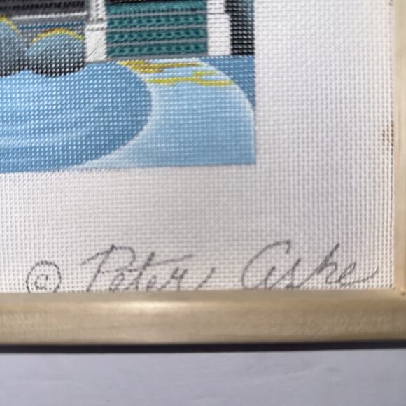 Peter Ashe Hand-Painted Needlepoint Canvas Victorian House Snowy Incomplete - Picture 3 of 16